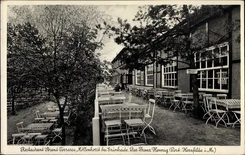 Ak Grünheide in der Mark, Restaurant Strand Terrasse, Möllenhorst