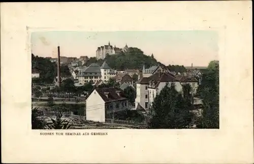 Präge Passepartout Ak Nossen in Sachsen, Blick vom Seminar aus
