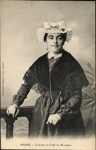 Ak Anjou Maine et Loire, Costume et Coiffe de Montjean, Portrait eines Frau in Tracht