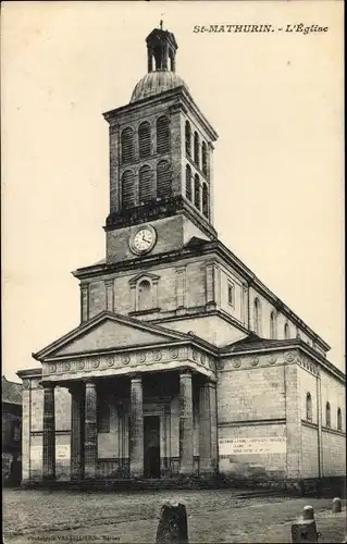 Ak Saint Mathurin Maine et Loire, Kirche