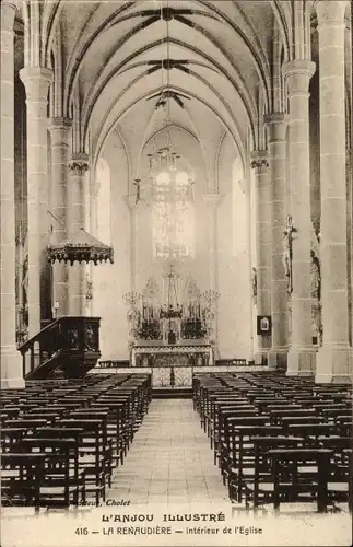 Ak Anjou Maine et Loire, La Renaudiére, Kircheninneres