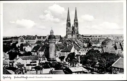 Ak Görlitz in der Lausitz, Peterskirche, Nikolaiturm, Gesamtansicht