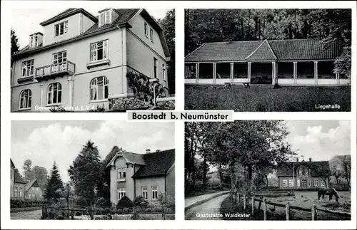 Ak Boostedt in Holstein, Liegehalle, Gaststätte Waldkater, Genesungsheim der LVA