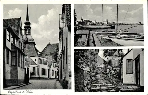 Ak Kappeln an der Schlei, Straßenpartie, Partie am Hafen, Treppen