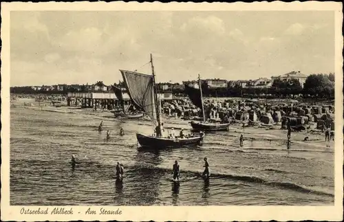 Ak Ostseebad Ahlbeck Heringsdorf auf Usedom, Am Strande