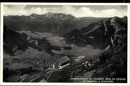 Ak Traunstein in Oberbayern, Unterkunftshaus am Hochgern, Blick ins Achental