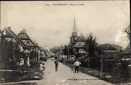 Ak Dannemarie Dammerkirch Elsass Haut Rhin, Route de Delle