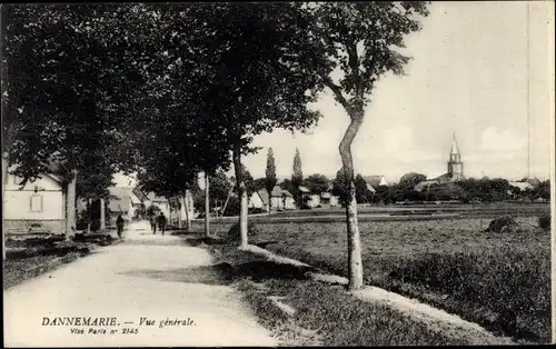 Ak Dannemarie Dammerkirch Elsass Haut Rhin, Vue generale, Blick zur Kirche, Straßenpartie