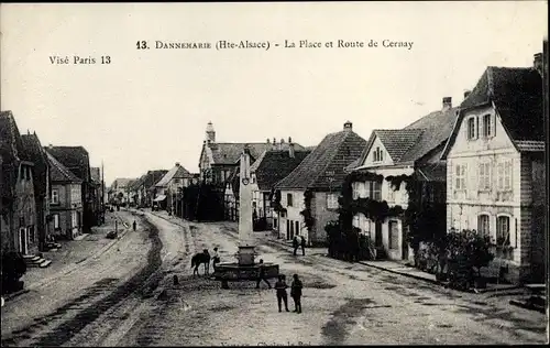 Ak Dannemarie Dammerkirch Elsass Haut Rhin, La Place et Route de Cernay