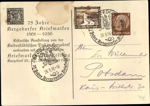 Ak Hamburg Bergedorf, 75 Jahre Bergedorfer Briefmarken, Historische Ausstellung