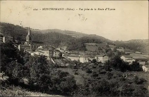 Ak Montromant Rhône, Vue prise de la Route d'Yzeron