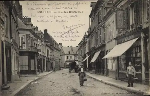 Ak Doullens Somme, Rue des Boucheries