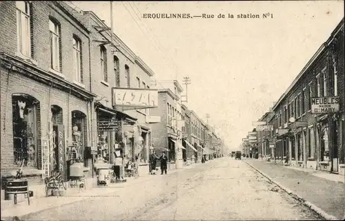 Ak Erquelinnes Wallonien Hennegau, Rue de la station N.1