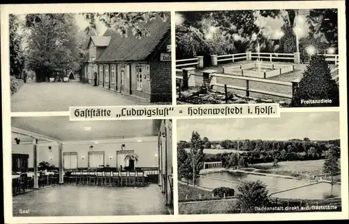 Ak Hohenwestedt in Holstein, Gaststätte Ludwigslust, Innenansicht, Badeanstalt