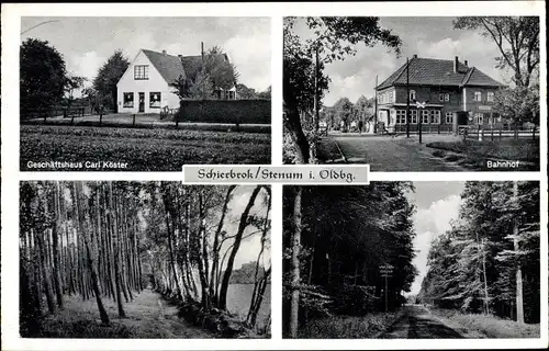 Ak Schierbrok Stenum Ganderkesee in Oldenburg, Bahnhof, Geschäftshaus