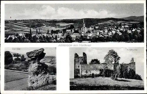 Ak Abterode Meißner in Hessen, Kirchruine, Feld der Bär, Blick auf den Ort