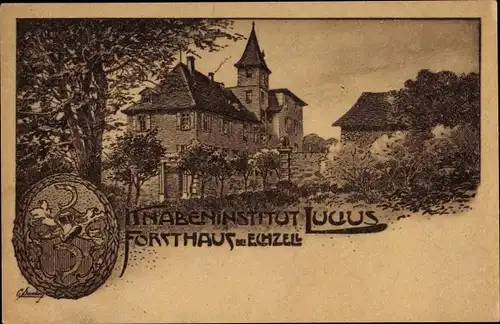 Wapppen Künstler Ak Forsthaus Echzell im Wetteraukreis Hessen, Knabeninstitut Lucius