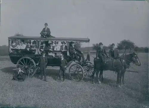 Foto Leipzig in Sachsen, um 1880, Kutsche, Ausflug, Gustav Leipnitz