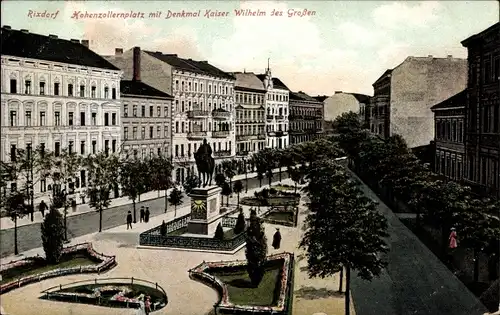 Ak Berlin Neukölln Rixdorf, Hohenzollernplatz, Kaiser Wilhelm Reiterdenkmal