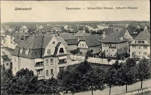 Ak Berlin Zehlendorf, Schweitzer Straße, Scharfestraße, Wohnhäuser