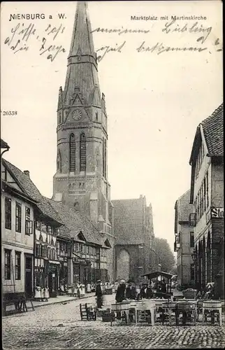 Ak Nienburg an der Weser, Marktplatz, Martinskirche