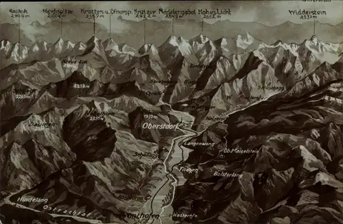 Landkarten Ak Oberstdorf im Oberallgäu, Allgäuer Alpen bis Bodensee