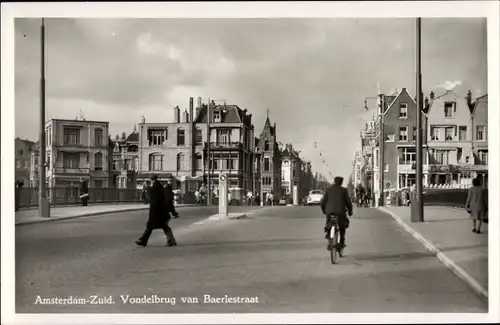 Ak Amsterdam Nordholland Niederlande, Vondelbrug van Baerlestraat