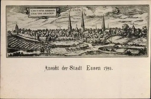 Künstler Ak Essen im Ruhrgebiet, Stadt um 1593