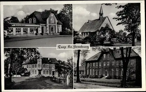Ak Tarp in Schleswig Holstein, Geschäft, Kirche, Ortsansichten