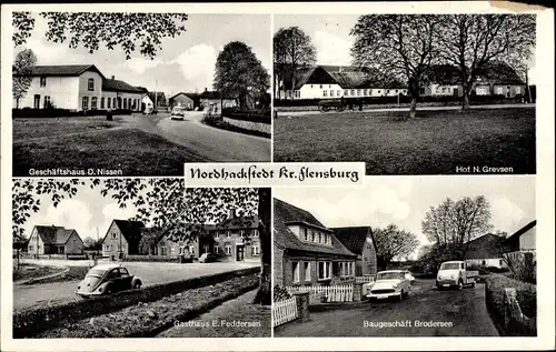 Ak Nordhackstedt in Schleswig Holstein, Geschäft D. Nissen, Hof N. Grevsen, Gasthaus E. Feddersen