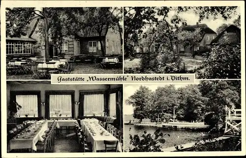 Ak Nordhastedt in Dithmarschen, Gaststätte Wassermühle, Innenansicht, Freibad
