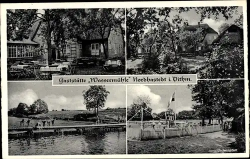 Ak Nordhastedt in Dithmarschen, Gaststätte Wassermühle, Badeanstalt