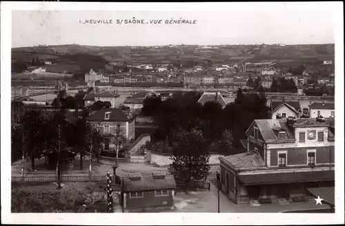 Ak Neuville sur Saône Rhône, Vue Generale