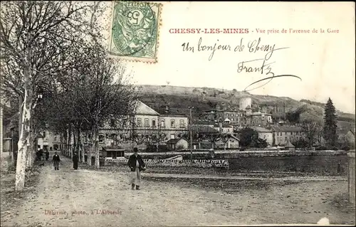 Ak Chessy les Mines Rhône, Vue prise de l'avenue de la Gare