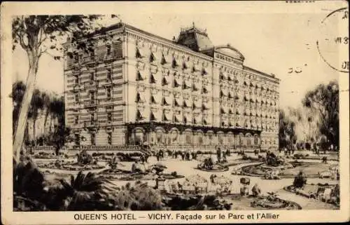 Ak Vichy Allier, Queen's Hotel, Facade sur le Parc et l'Allier