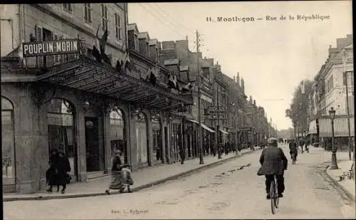 Ak Montluçon Allier, Rue de la Republique, Pouplin Morin