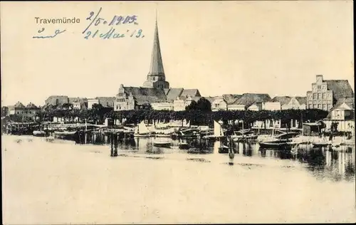 Ak Travemünde Lübeck, Panorama, Kirche