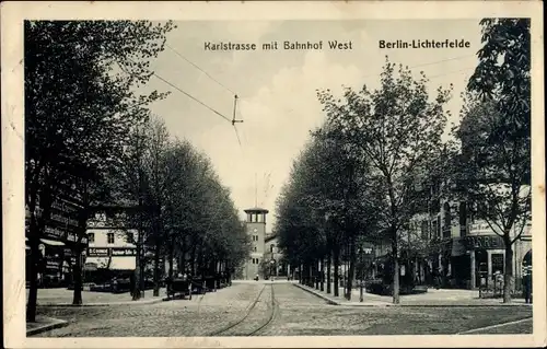 Ak Berlin Steglitz Lichterfelde, Karlstraße mit Bahnhof West