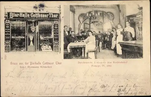 Ak Berlin Kreuzberg, Bierhalle Cottbuser Thor, Dresdener Str. 1, Inh. Hermann Schacher