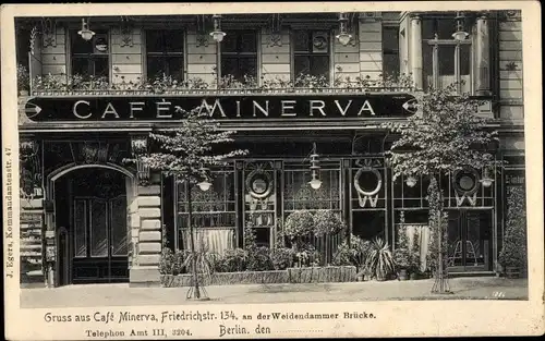 Ak Berlin Mitte, Cafe Minerva, Friedrichstraße 134 an der Weidendammer Brücke