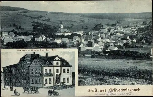 Ak Grävenwiesbach im Taunus, Gasthaus zum Löwen, Inh. Carl Born, Panorama
