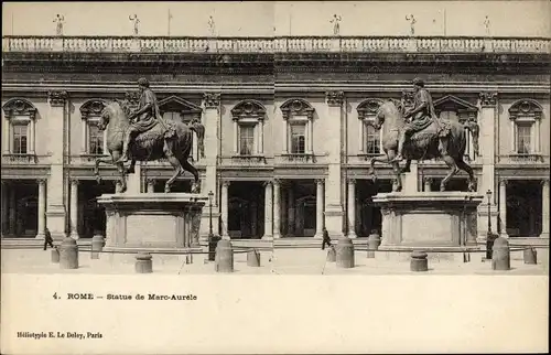 Stereo Ak Roma Rom Lazio, Statue de Marc Aurele