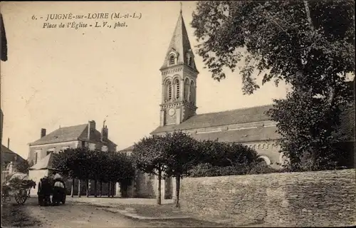 Ak Juigné sur Loire Maine et Loire, Place de l'Église