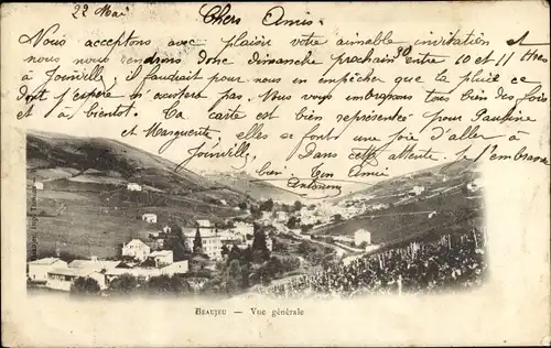 Ak Beaujeu Rhône, Vue générale