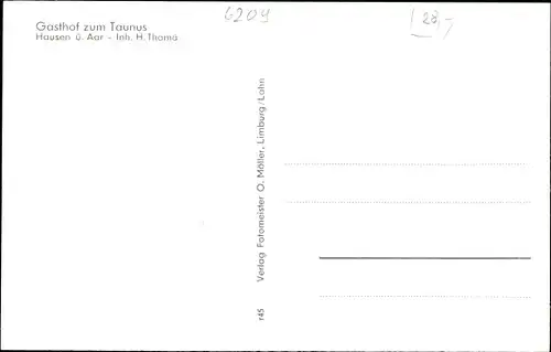 Ak Hausen über Aar Aarbergen im Taunus, Gasthof zum Taunus, Inh. H. Thomä, Panorama
