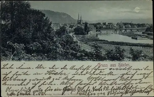 Mondschein Ak Höxter an der Weser, Panorama