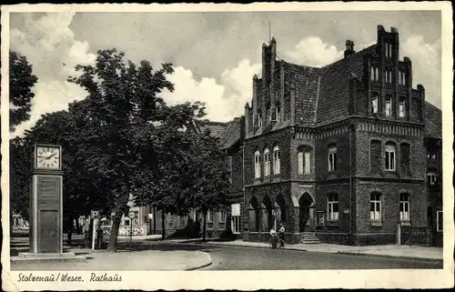 Ak Stolzenau an der Weser, Rathaus, Straßenuhr