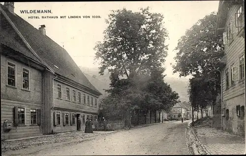 Ak Wildemann Clausthal Zellerfeld im Oberharz, Hotel Rathaus mit Linden von 1039