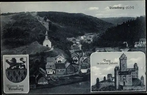 Ak Virneburg in der Eifel, Panorama, Wappen, Burg