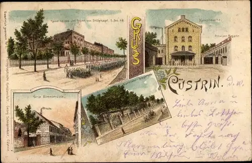 Litho Kostrzyn nad Odrą Cüstrin Küstrin Ostbrandenburg, Kaserne Inf. Regt. von Stülpnagel, Dammstr